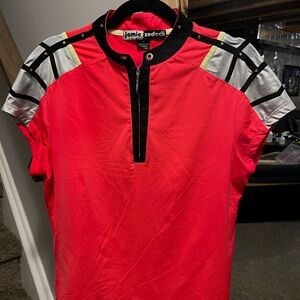 Jamie Sadock Hot Pink Golf Polo with Black Trim